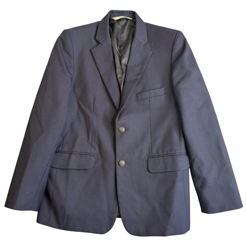 Nordstrom Kids Blazer Navy Blue Gold Button Wool Suit Jacket 14R Nautical Preppy